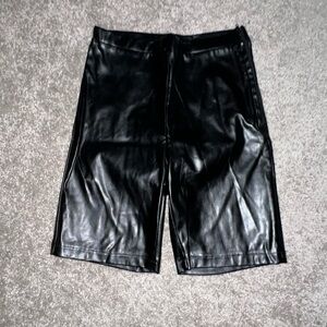 Black leather biker shorts